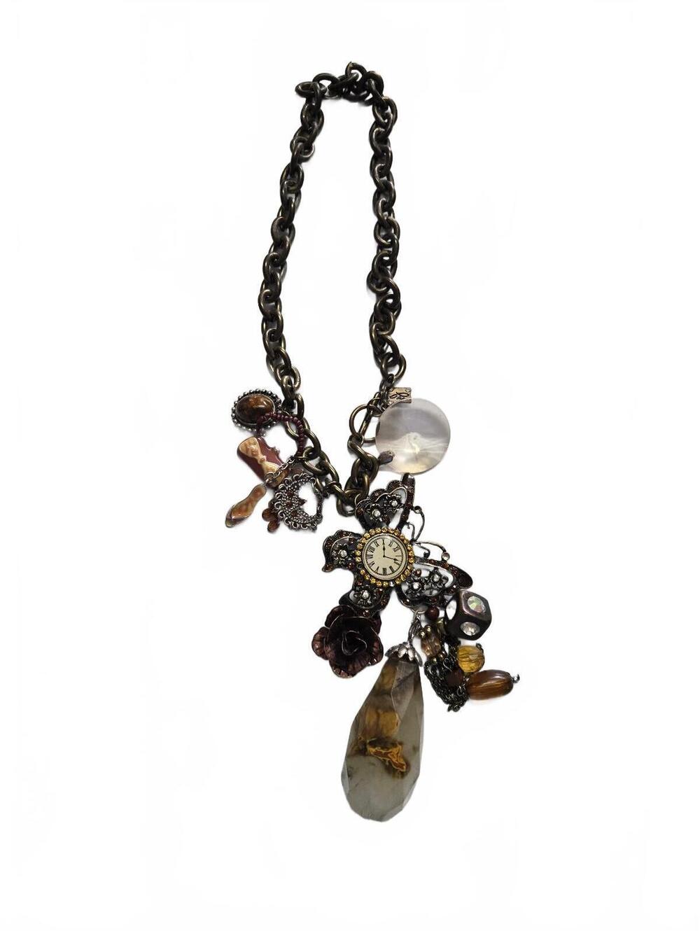 Vintage Steampunk Chain Charm Necklace Pendant Dopamine Maximalist Fall Witchy